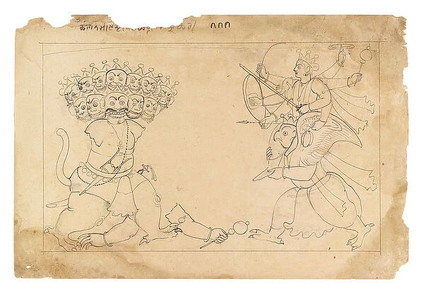 The Dismembering of the Demon Kalanemi, from the Bhagavata Purana, c