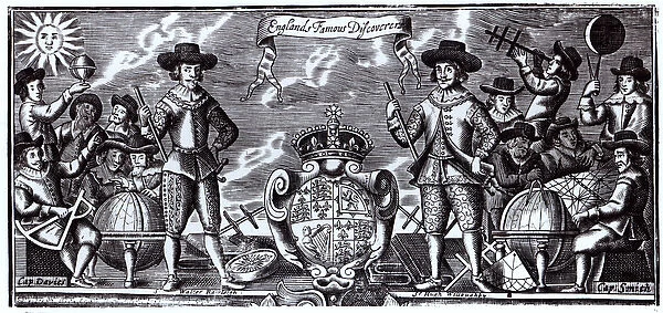 Englands Famous Discoverers (engraving) (b  /  w photo)