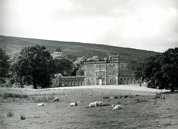 The entrance front of Florence Court, County Fermanagh, seen from the east, from 100 Favourite Houses (b / w photo)