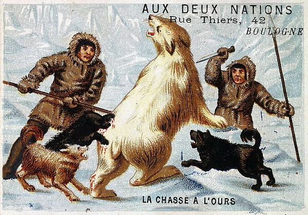 Eskimos, Bear Hunting, Store Advertising 'aux deux nations', Boulogne, v