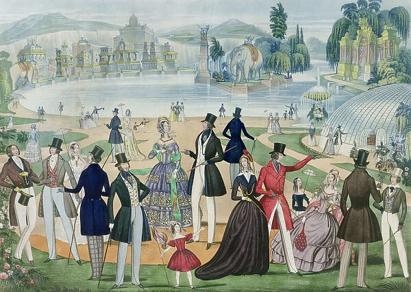 Fashion plate depicting Summer Fashions for 1844, published by B. Read & Co