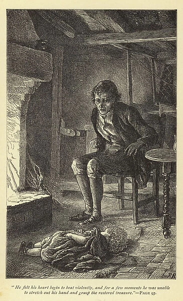 He felt his heart begin to beat violently, and for a few moments he was unable to stretch out his hand and grasp the restored treasure (engraving)