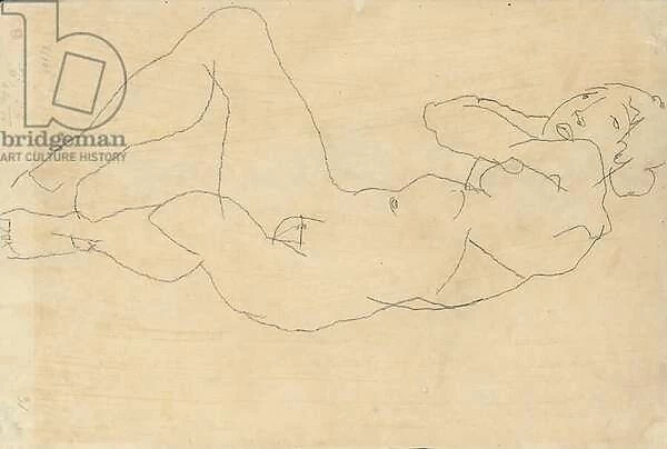 Female Nude with Hands Behind Head, 1914 (pencil on paper)