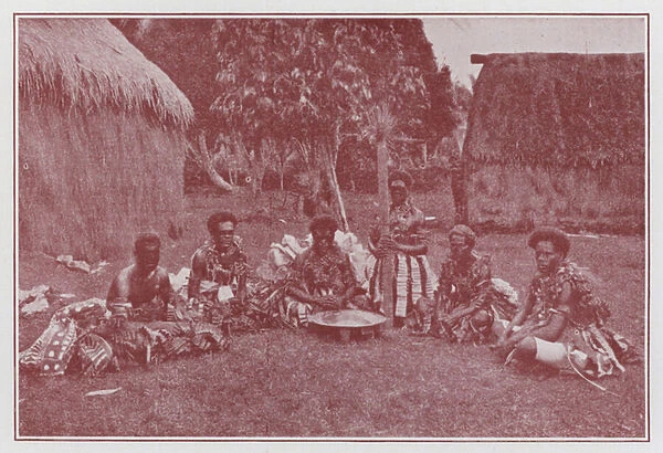 Fiji: Making Yaqona, 'Kava'(b  /  w photo)