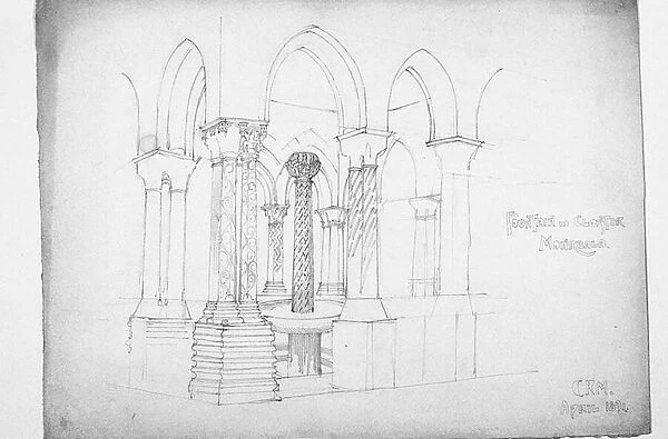 Fountain in Cloister, Monreale, 1891 (pencil on paper)