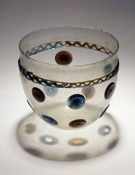 Gaulish art: glass cup with colored tablets. End of 4th beginning of 5th century after JC