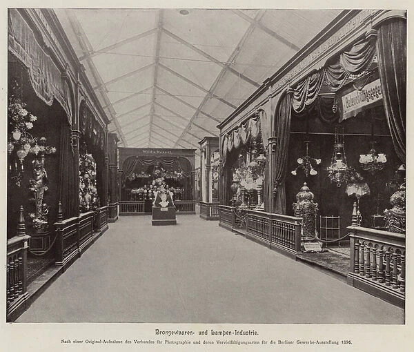 Gewerbe Ausstellung 1896: Bronzewaaren- und Lampen-Industrie (b  /  w photo)