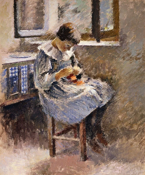 Girl Sewing, c. 1886 (oil on canvas)