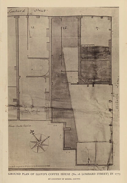 Ground plan of Lloyds Coffee House, 16 Lombard Street, London, 1773 (litho)
