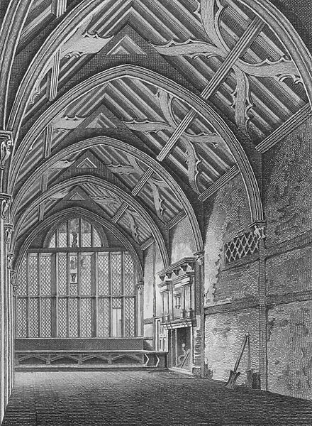 Hall of the Brotherhood of the Holy Trinity, in St Botolphs Parish, Aldersgate, as remaining in February 1790, London (engraving)