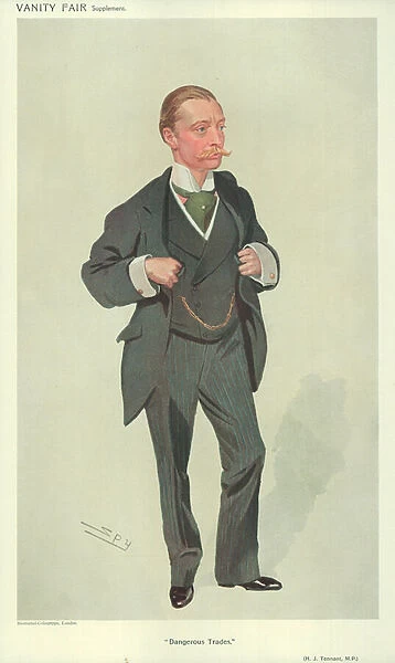 Harold J Tennant, MP, Dangerous Trades, 23 December 1909, Vanity Fair cartoon (colour litho)