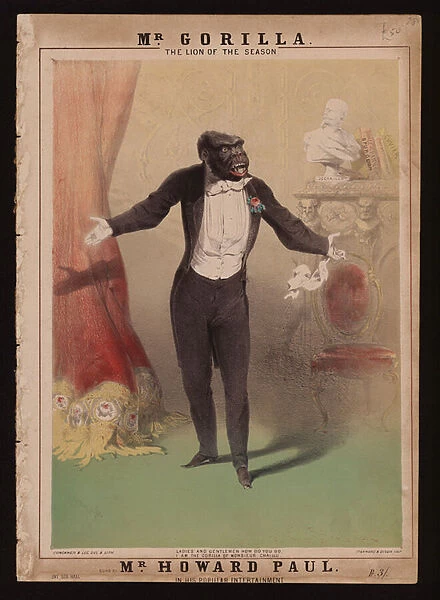 'I am the Gorilla of Monsieur Chaillu'(colour litho)