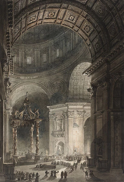Illumination of the Cross in St. Peters on Good Friday, 1787 (w  /  c and etching)