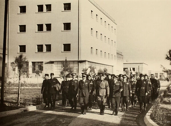 Inauguration of the buildings of the Royal Airport 'Fausto Pesci'in Bologna, constructed by the Company Mauro Toschi fu Ulisse, in the presence of the Duce Benito Mussolini, 24  /  10  /  1936 (b  /  w photo)