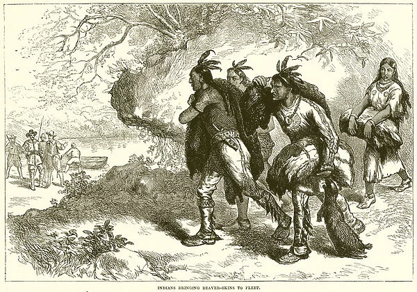 Indians bringing Beaver-Skins to fleet (engraving)