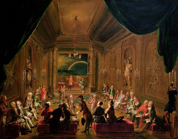 Initiation ceremony in a Viennese Masonic Lodge during the reign of Joseph II, with