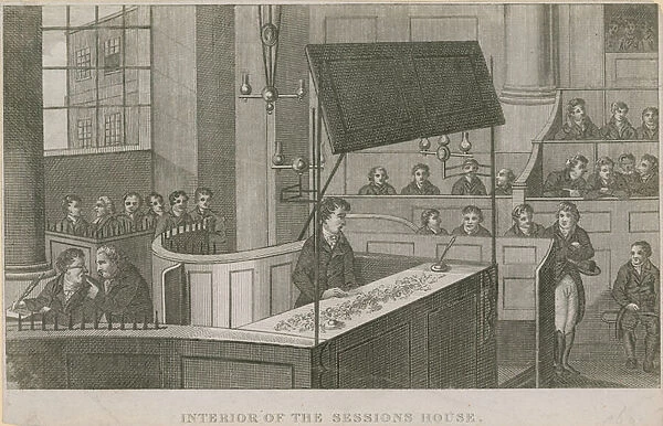 Interior of the Sessions House, Old Bailey (engraving)