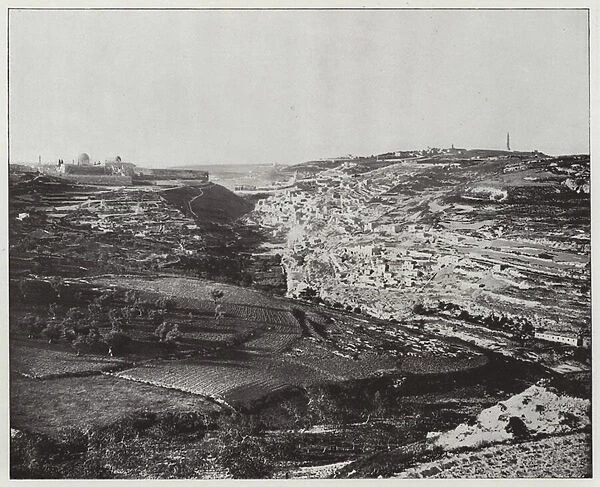 Jerusalem, Panorama of Jerusalem and Siloam (b  /  w photo)
