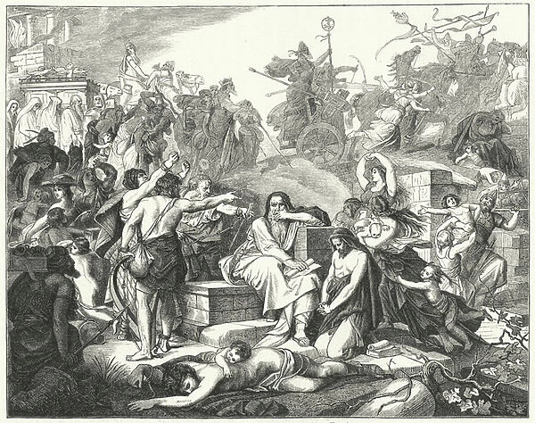 The Jews being taken in captivity in Babylon (engraving)