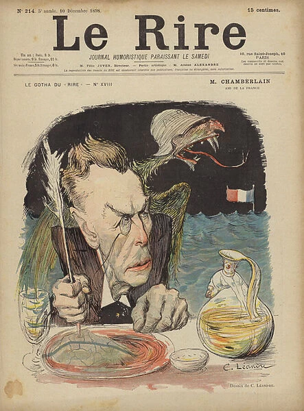 Joseph Chamberlain, Illustration for Le Rire (colour litho)