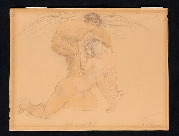 L Amour et Psyche, c. 1900 (w  /  c, gouache, pencil & stump on paper)