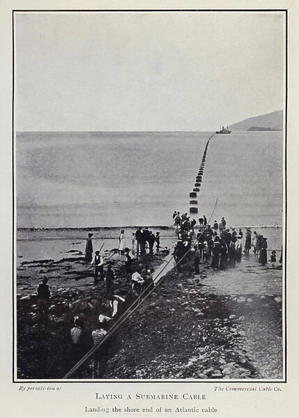 Laying a submarine cable (b  /  w photo)