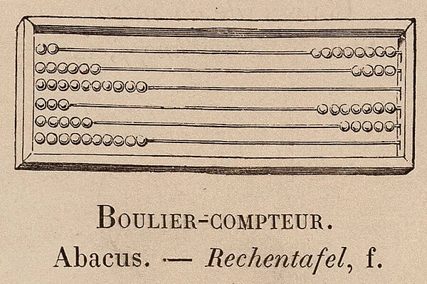 Le Vocabulaire Illustre: Boulier-compteur; Abacus; Rechentafel (engraving)