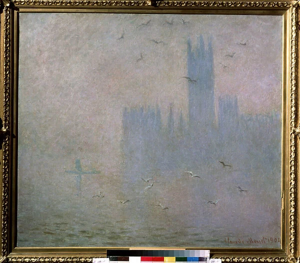 'Les mouettes, la Tamise, le Parlement de Londres'(Seagulls. The Thames in London. The Houses of Parliament) Peinture de Claude Monet (1840-1926). 1903-1904 Impressionnisme. Dim. 81 x 92 cm Moscou