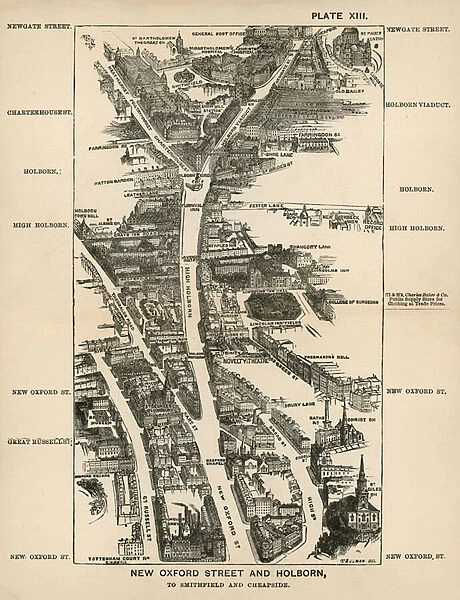 London in 1888: New Oxford Street and Holborn, to Smithfield and Cheapside (engraving)