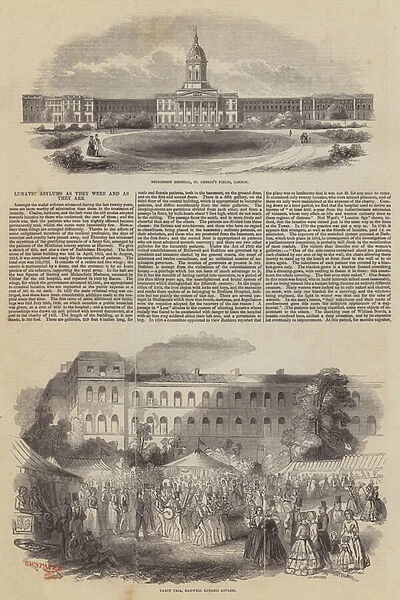Lunatic Asylums as they were and as they are (engraving)