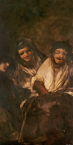 A Man and Two Women Laughing (oil on canvas)