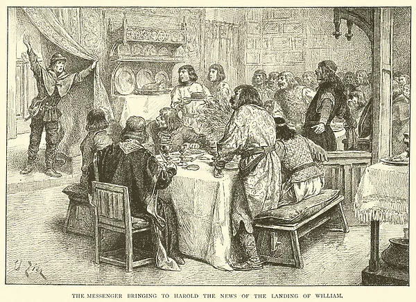 The messenger bringing to Harold the news of the landing of William (engraving)