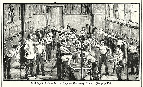Mid-day Ablutions in the Stepney Causeway Home (engraving)