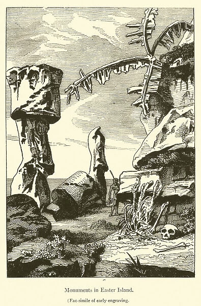 Monuments in Easter Island (engraving)