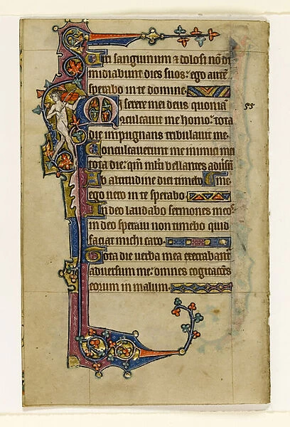 MS 1-2005, fol. 80v: A Naked Musician, marginal decoration from the Macclesfield Psalter