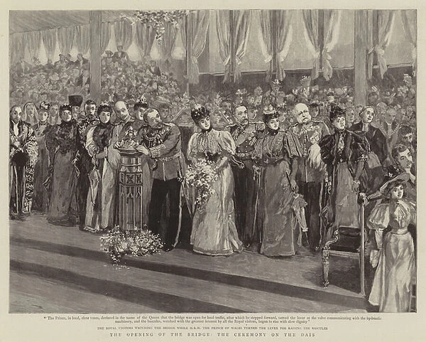 The Opening of the Bridge, the Ceremony on the Dais (engraving)