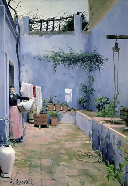 Patio Interior (oil on canvas)