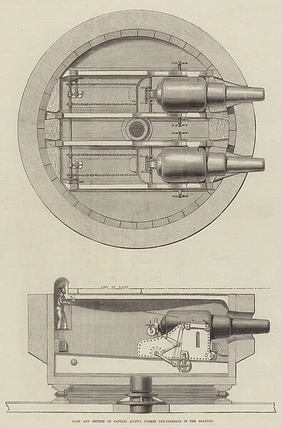 Plan and Section of Captain Scotts Turret Gun-Carriage in the Glatton (engraving)