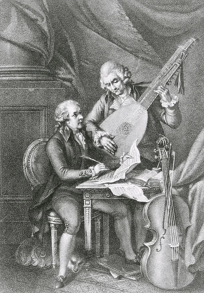 Portrait of Franz Joseph Haydn (1732-1809) and Wolfgang Amadeus Mozart (1756-91