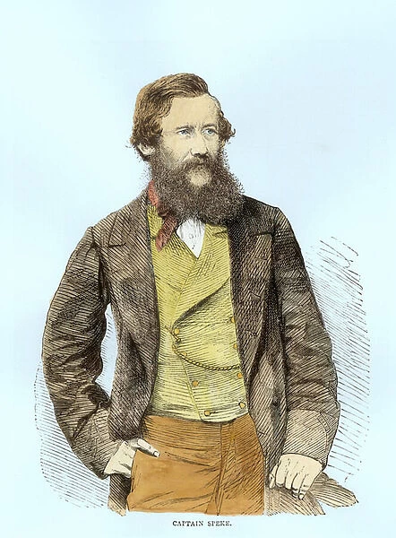 Portrait of John Hanning Speke (1827-64) (engraving) (later colouration)
