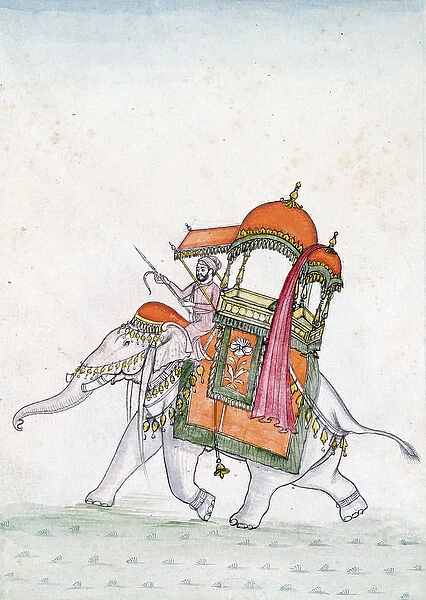 Portrait of a man riding an elephant, early 19th century (w  /  c on paper)