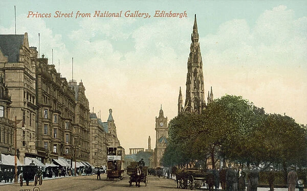 Princes Street from National Gallery, Edinburgh (colour photo)