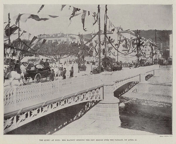 The Queen at Nice, Her Majesty opening the New Bridge over the Paillon, on 27 April (b  /  w photo)