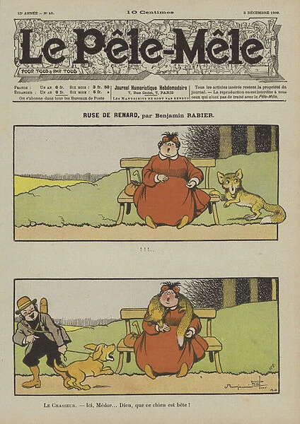 Ruse de renard. Illustration for Le Pele-Mele, 1906 (colour litho)