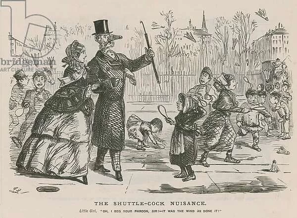 The shuttle-cock nuisance (engraving)