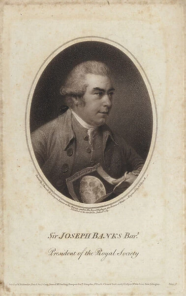 Sir Joseph Banks, English naturalist, botanist and President of the Royal Society (engraving)