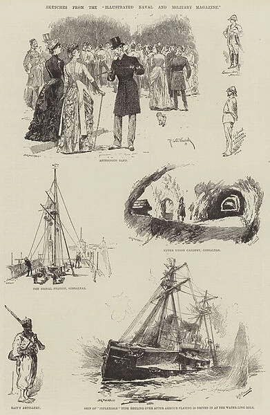 Sketches from the 'Illustrated Naval and Military Magazine'(engraving)