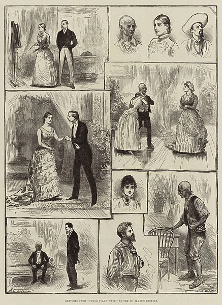 Sketches from 'Young Folks Ways, 'at the St Jamess Theatre (engraving)
