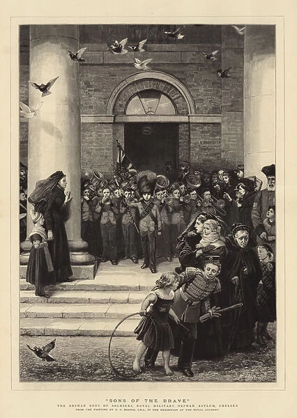 'Sons of the Brave', the Orphan Boys of Soldiers, Royal Military Orphan Asylum, Chelsea (engraving)