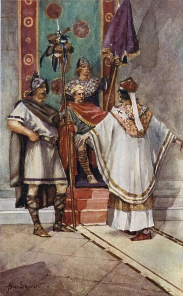 St Paulinus and King Edwin (colour litho)